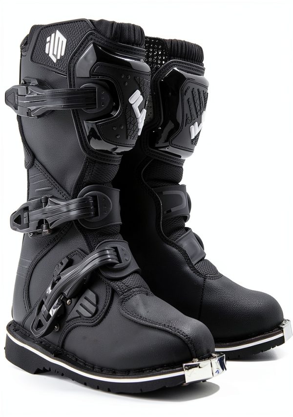 ILM Kids Black Motorcycle Boots TPU Protection-0