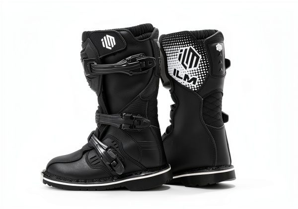 ILM Kids Black Motorcycle Boots TPU Protection-4