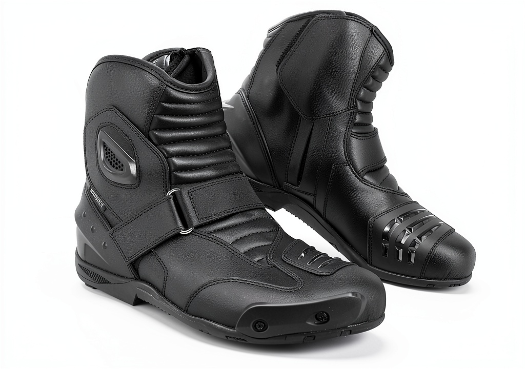 Motorcycle boots with metallic toe slider