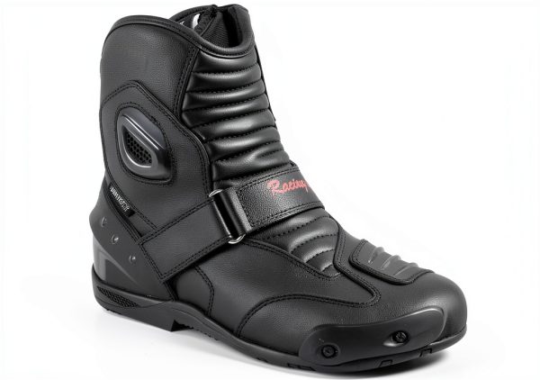 Motorcycle Boots Black Leather Waterproof-6