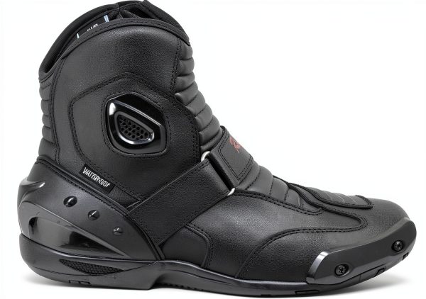 Motorcycle Boots Black Leather Waterproof-7