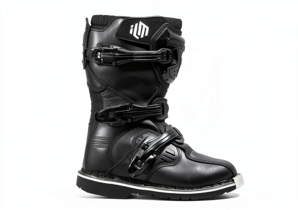 ILM Kids Black Motorcycle Boots TPU Protection-3