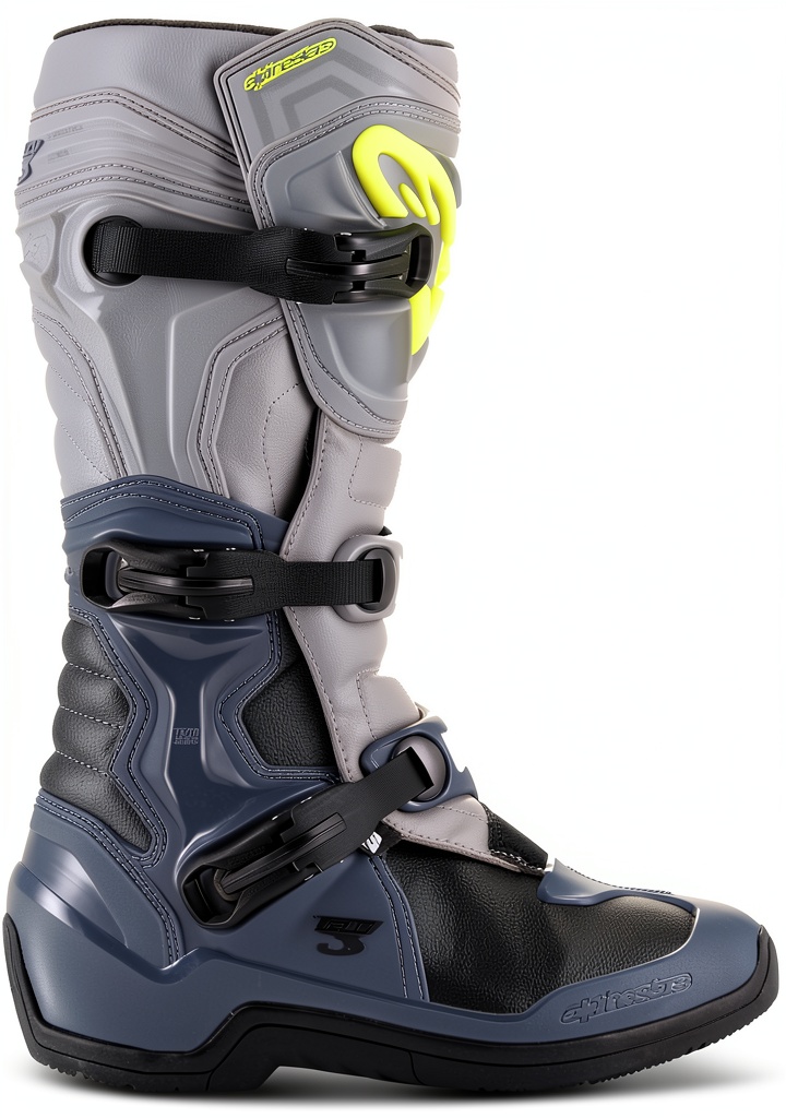 Alpinestars motorcycle boots on a rider's foot during a track session