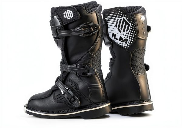 ILM Kids Black Motorcycle Boots TPU Protection-1