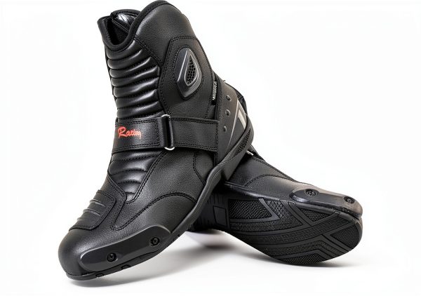 Motorcycle Boots Black Leather Waterproof-1