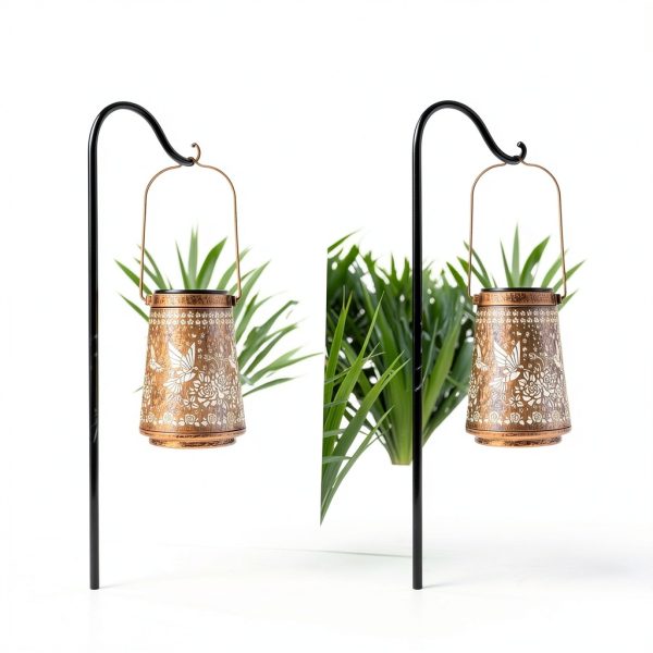 Christmas Gifts For Women, 2 Pack Solar Lanterns Outdoor Waterproof, Retro Hollowed-Out Metal Hummingbird Garden Decor Gifts for Women Mom Grandma, 2 Modes Hanging Solar Lights Outside for Yard, Patio-7