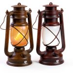 2 Pack Bronze Vintage 4 Modes Light LED Lanterns，Rechargeable Dancing Flame Lanterns Decorative Outdoor&Indoor, Remote Control Waterproof Hanging Lights for Camping,Patio Garden Pathway-0