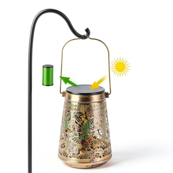 Christmas Gifts For Women, 2 Pack Solar Lanterns Outdoor Waterproof, Retro Hollowed-Out Metal Hummingbird Garden Decor Gifts for Women Mom Grandma, 2 Modes Hanging Solar Lights Outside for Yard, Patio-2