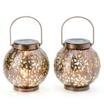 Outdoor Solar Hanging Lantern Lights 2-Pack Joiedomi Waterproof Metal-0