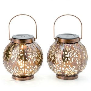 Outdoor Solar Hanging Lantern Lights 2-Pack Joiedomi Waterproof Metal-0