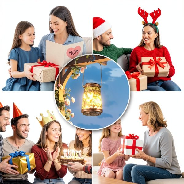 Christmas Gifts For Women, 2 Pack Solar Lanterns Outdoor Waterproof, Retro Hollowed-Out Metal Hummingbird Garden Decor Gifts for Women Mom Grandma, 2 Modes Hanging Solar Lights Outside for Yard, Patio-5